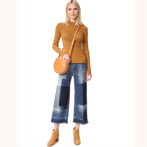 J BRAND Liza Mid Rise Crop Culotte Jeans Optimum - Picture 4 of 8